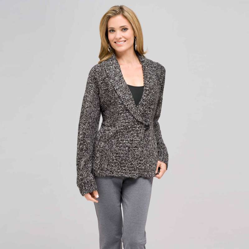 Long Sleeve Dolman Wrap Cardigan, , large