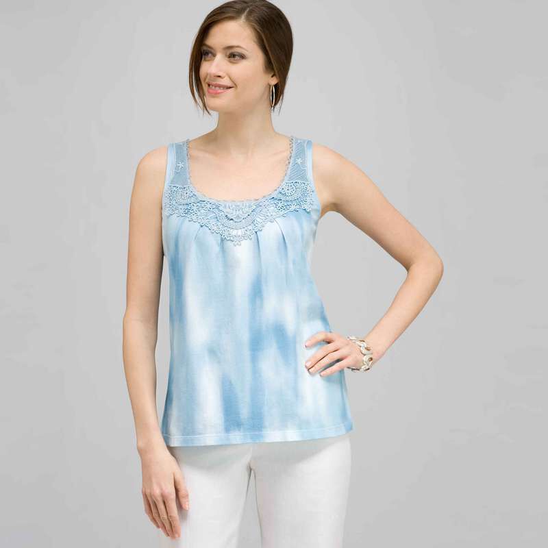 Crochet Yoke Tank., , large