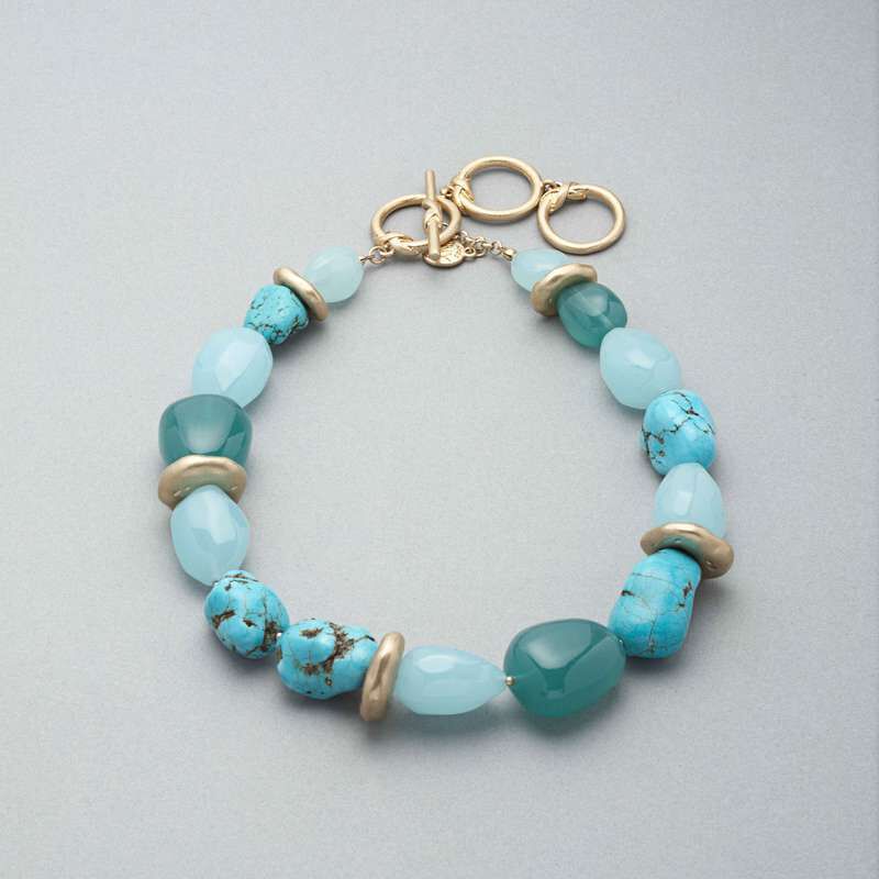 Turquoise and Gold Necklace, Gold, large